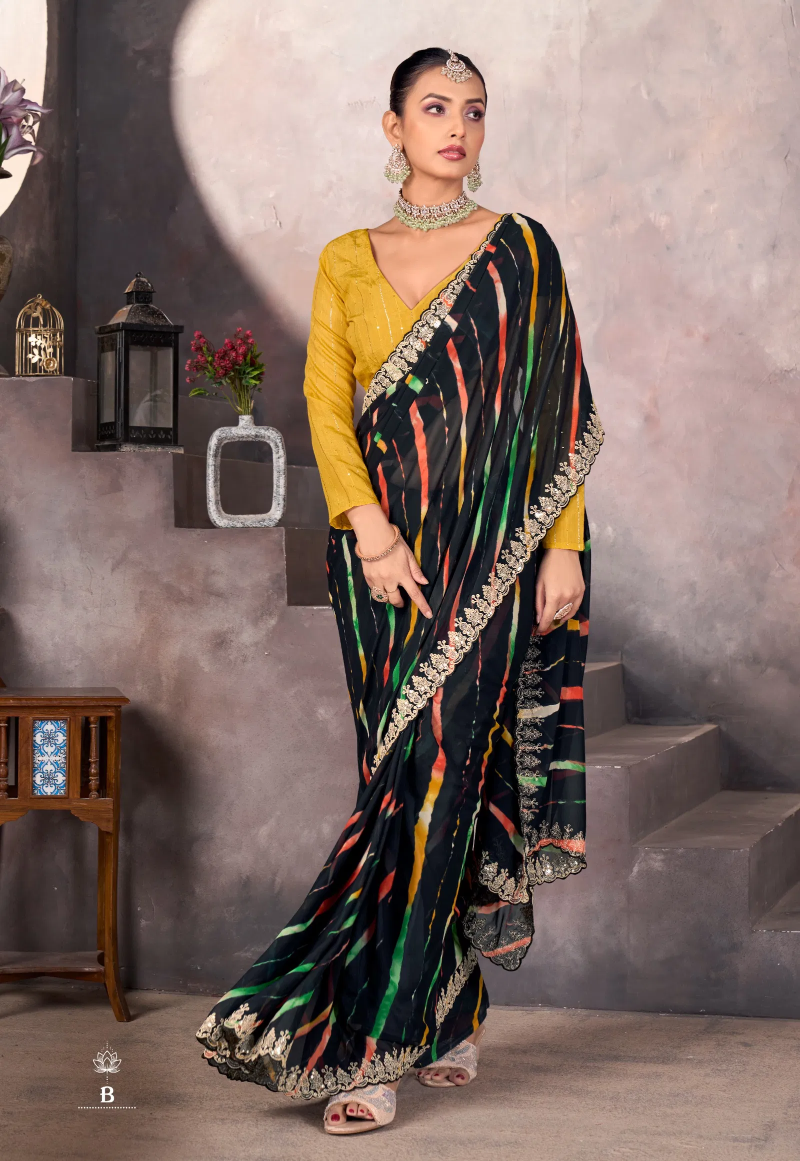 Sundri By Stavan Soft Georgette Embroidery Border Saree Online Wholesale